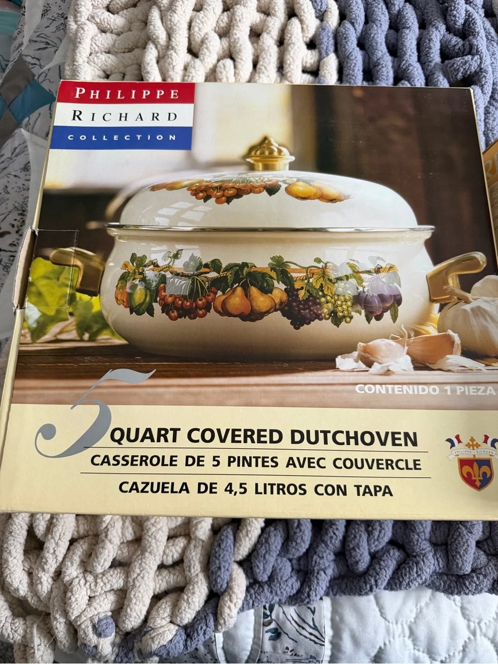 Philippe Richard Cream 5-Quart Covered Dutch Oven with Fruit Motif